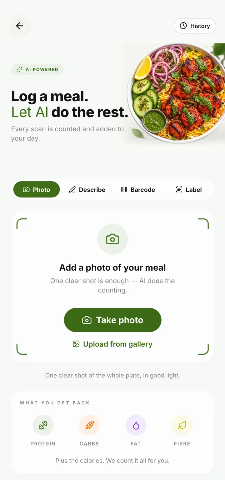 The food scanner in photo mode